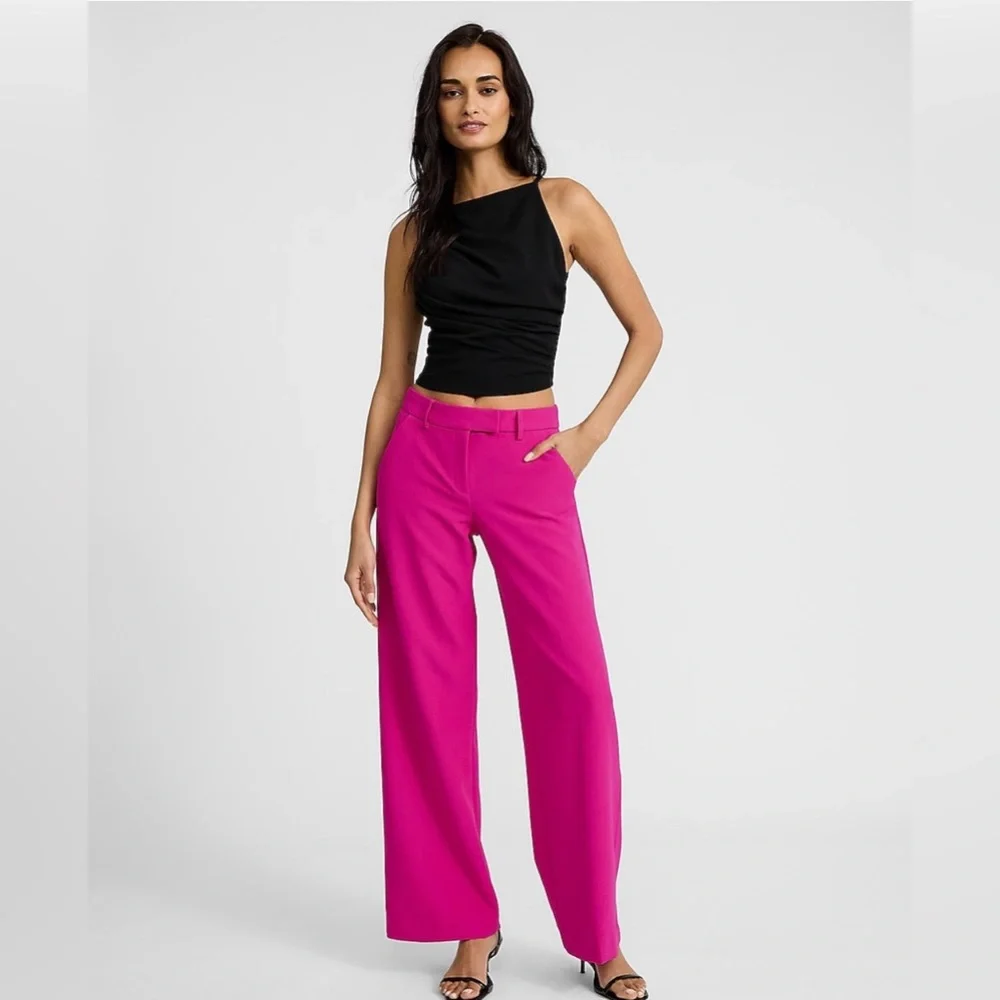 Express Pink Mid Rise Editor Trousers - Picture 5 of 8